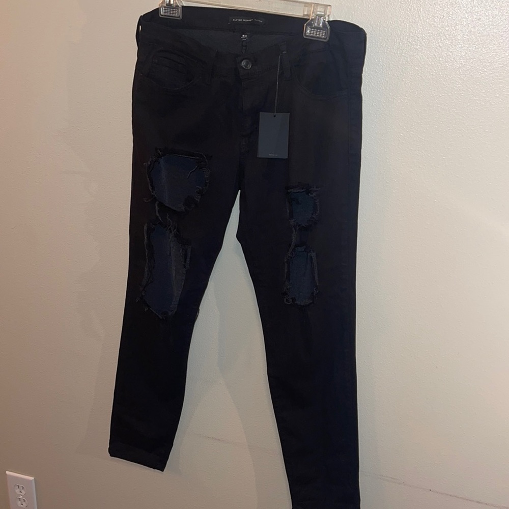 NWT Flying Monkey Distressed Black Jeans
